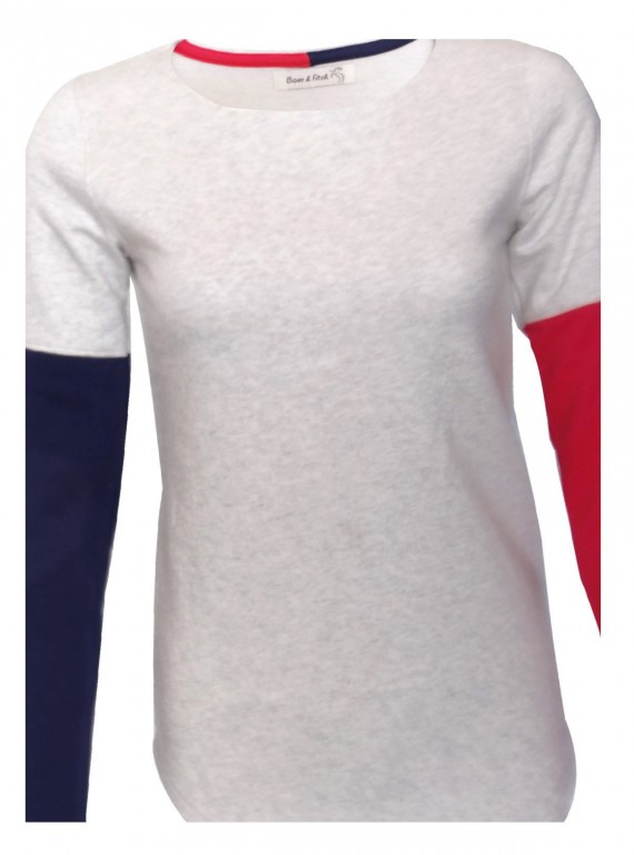 Contrast Fleece Ecru Melange Top