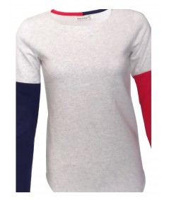 Contrast Fleece Ecru Melange Top