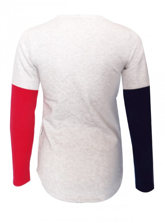Contrast Fleece Ecru Melange Top