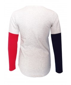 Contrast Fleece Ecru Melange Top
