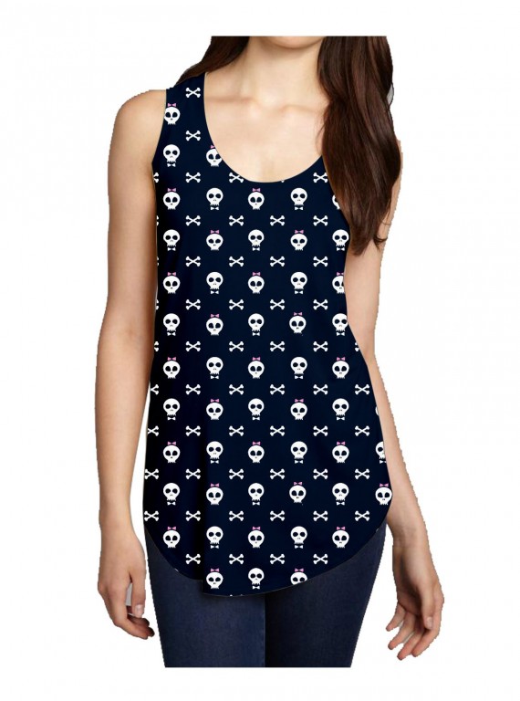 Skull Print Sleeveless Top