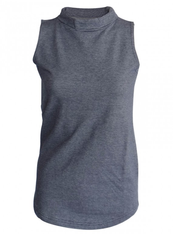 Black Self Design High Neck Top