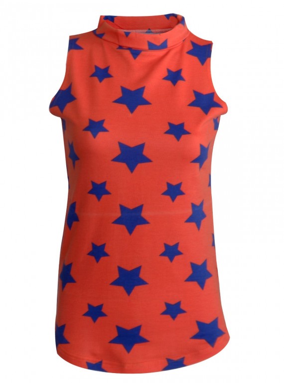 Star Print High Neck Top