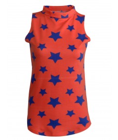 Star Print High Neck Top