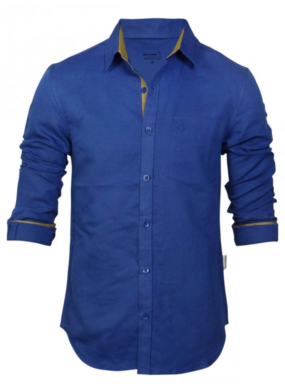 Slim Fit - Ink Blue Linen Shirt
