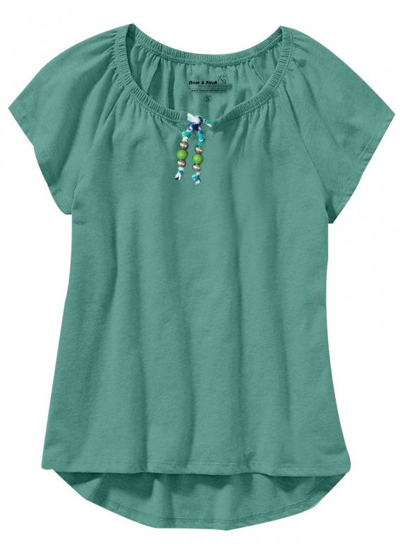 Green Pleated Womens Top