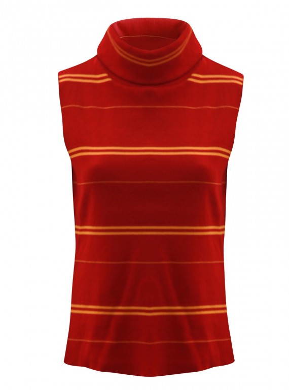  Sleeveless Orange Printed Top