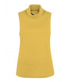 Yellow Roll On Neck Sleeveless Top