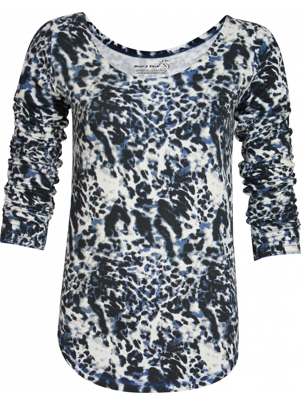 Blue Printed Fleece Sweat Top