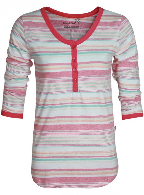 Coral Stripe Womens Top