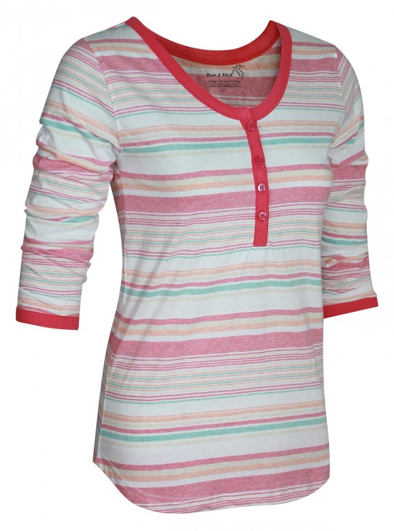 Coral Stripe Womens Top