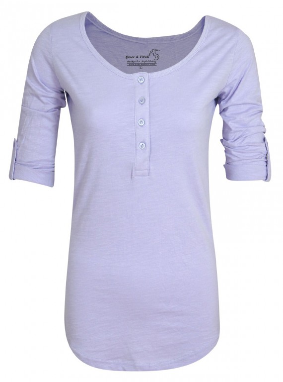 Purple Slub Button Top