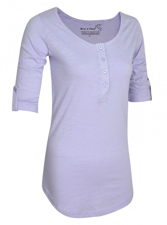 Purple Slub Button Top