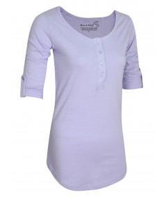 Purple Slub Button Top