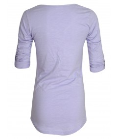 Purple Slub Button Top