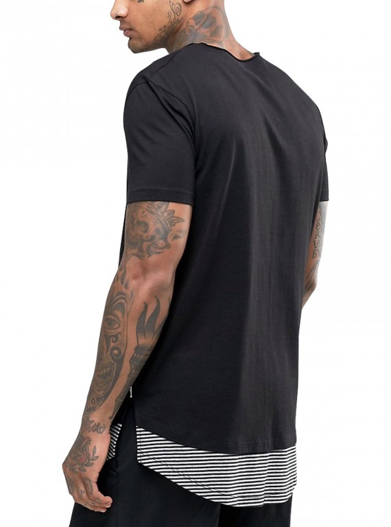 Black Slit Open TShirt