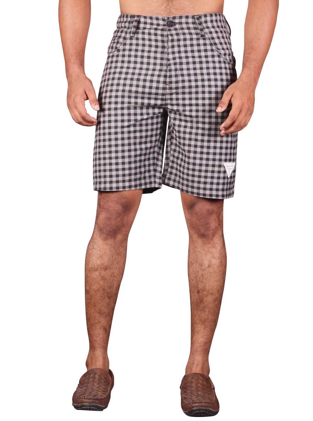 black and white checked shorts