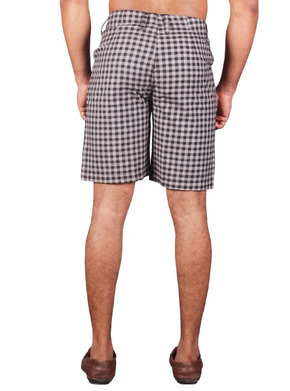 Black Woven Check Shorts