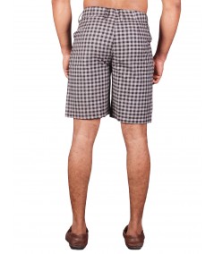 Black Woven Check Shorts