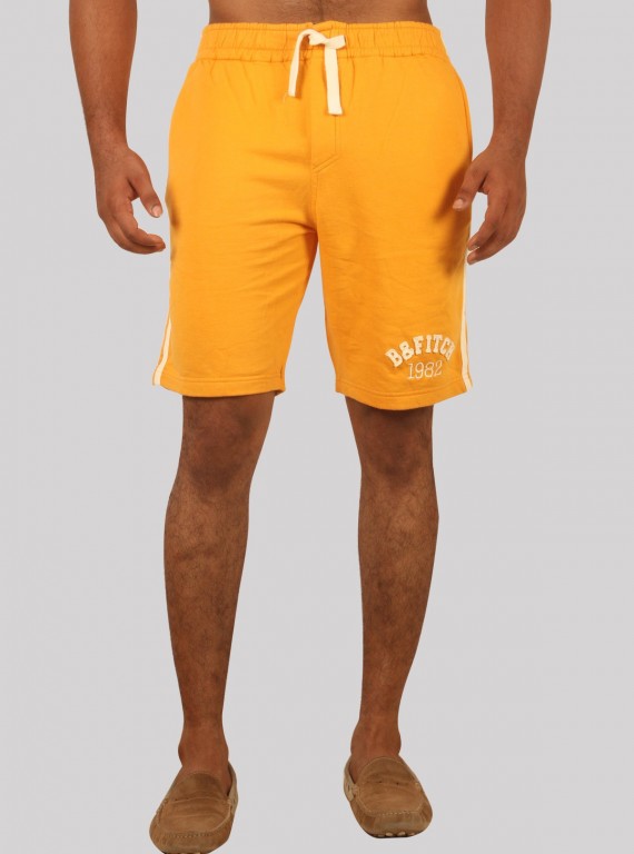 Mustard Piping Fleece Shorts for Men – Casual Comfort Shorts by Boer and Fitch