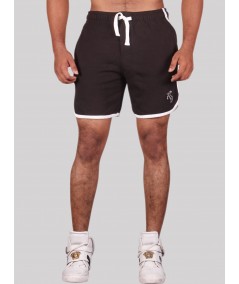 Men’s Black Cotton Fleece Shorts with White Piping – Boer & Fitch
