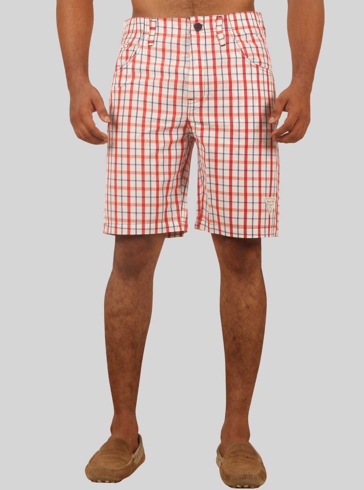 Classic Red Checked Shorts for Men – Casual Cotton Shorts by Boer and Fitch