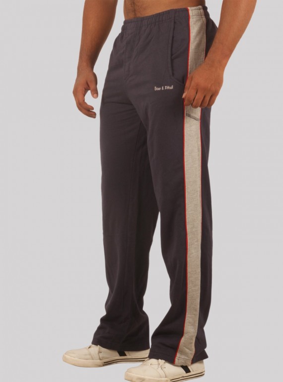 Navy Track Pants with Grey Stripes for Men – Comfortable Sportswear by Boer and Fitch