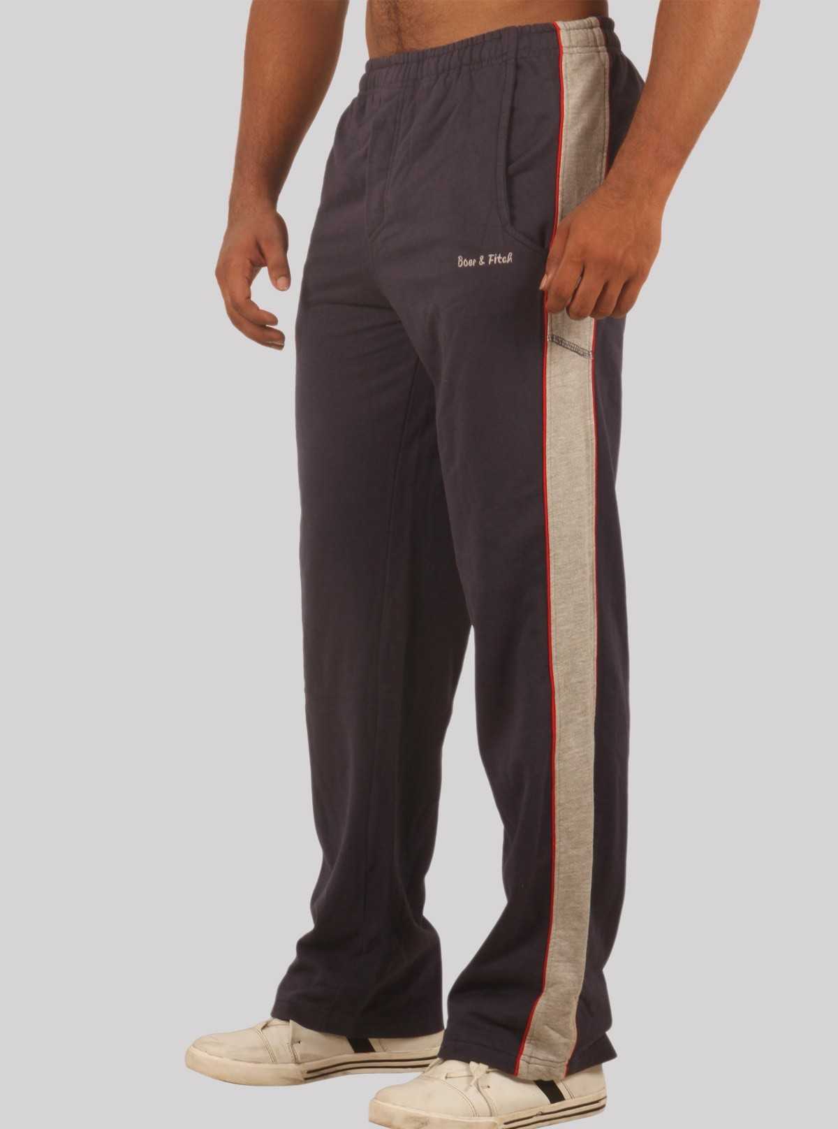 Navy Track Pants with Grey Stripes for Men – Comfortable Sportswear by Boer and Fitch