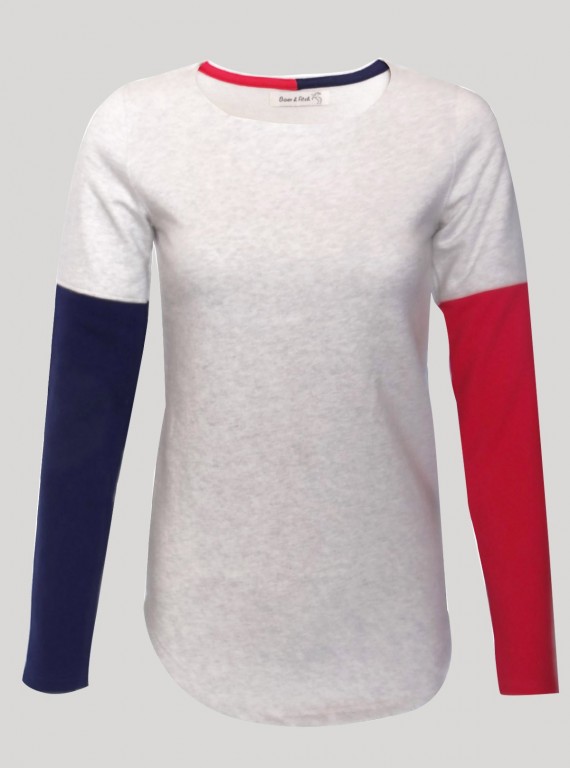 Women’s Contrast Fleece Ecru Melange Top – Cozy & Stylish | Boer & Fitch