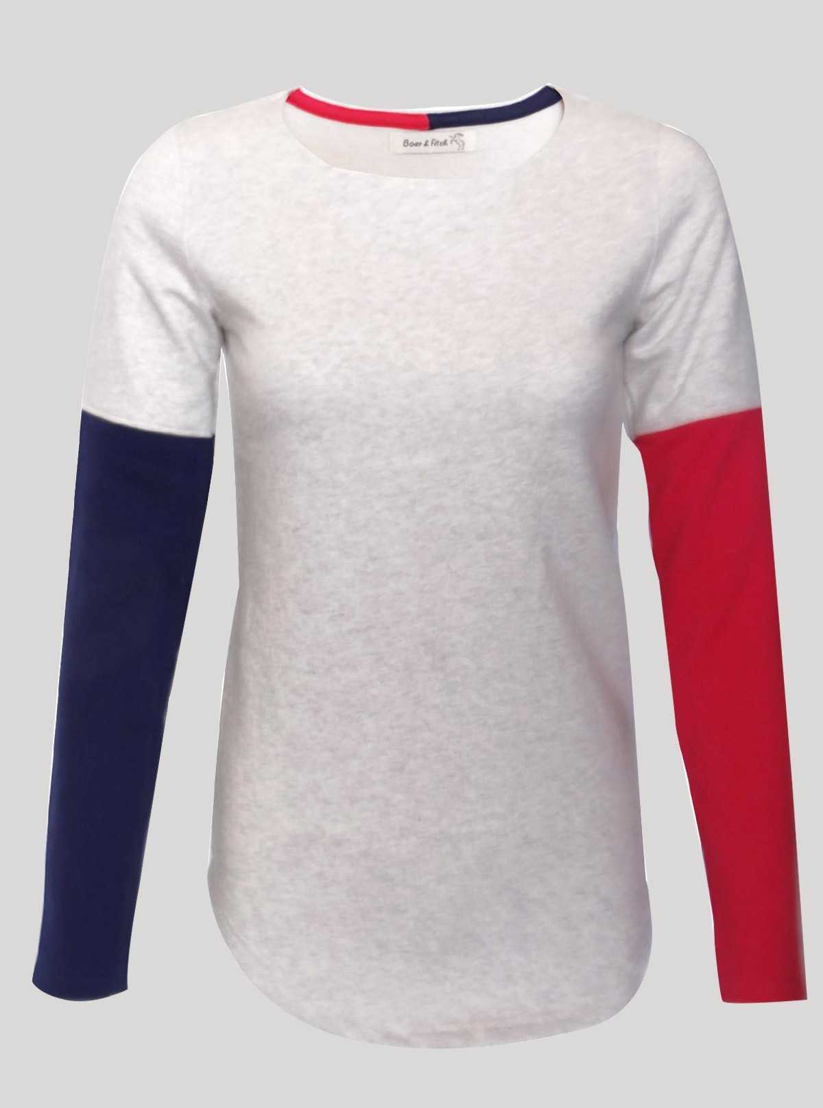 Women’s Contrast Fleece Ecru Melange Top – Cozy & Stylish | Boer & Fitch