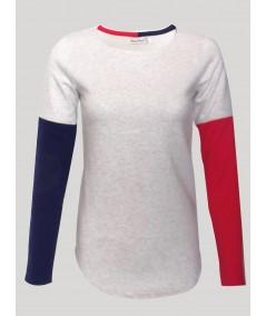 Women’s Contrast Fleece Ecru Melange Top – Cozy & Stylish | Boer & Fitch