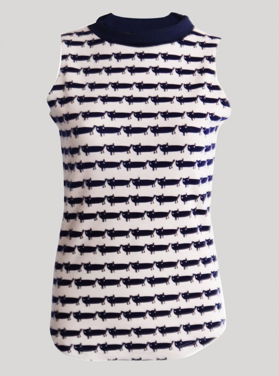 Women’s Cat Print High Neck Sleeveless Top – Trendy & Comfortable | Boer & Fitch