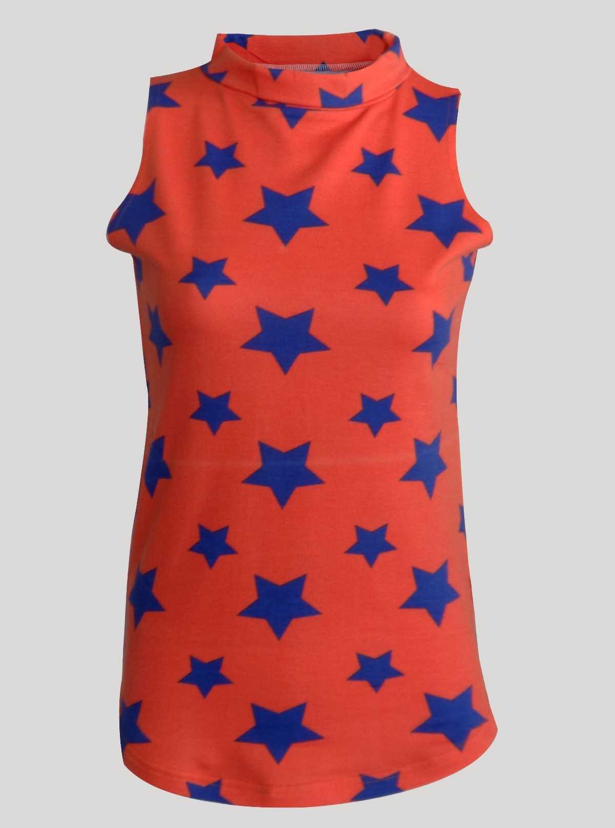 Women’s Star Print High Neck Sleeveless Top – Stylish & Comfortable | Boer & Fitch