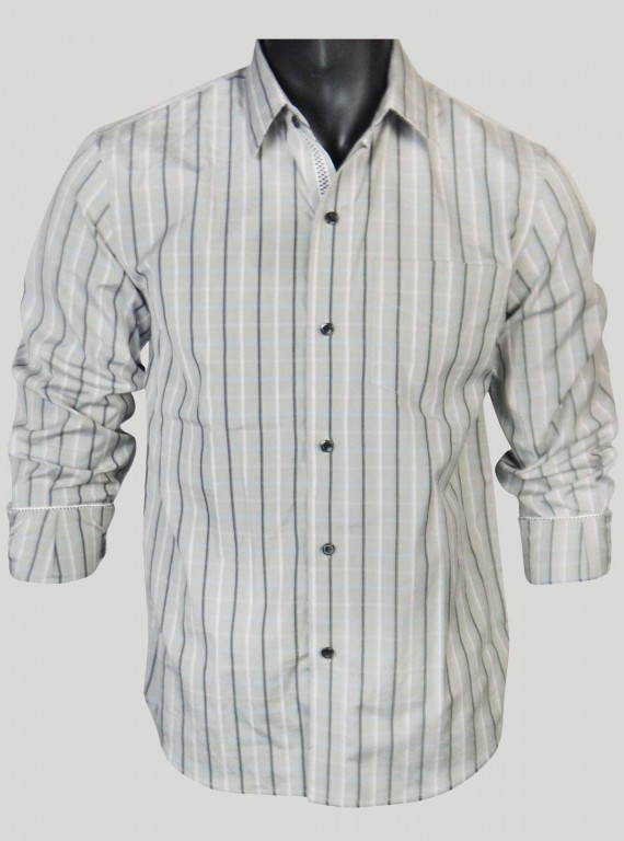 Grey Stripe Casual Shirt for Men – Stylish Everyday Wear by Boer and Fitch