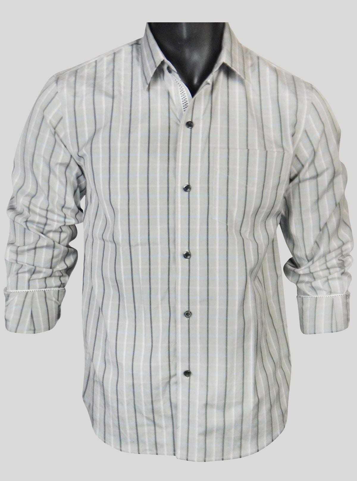 Grey Stripe Casual Shirt for Men – Stylish Everyday Wear by Boer and Fitch