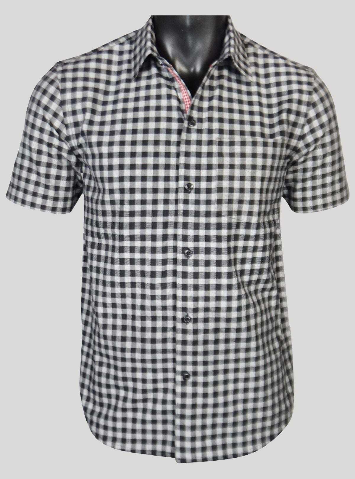 Black Checked Regular Fit Half Sleeve Shirt for Men – Casual Style by Boer and Fitch