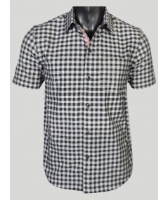 Black Checked Regular Fit Half Sleeve Shirt for Men – Casual Style by Boer and Fitch