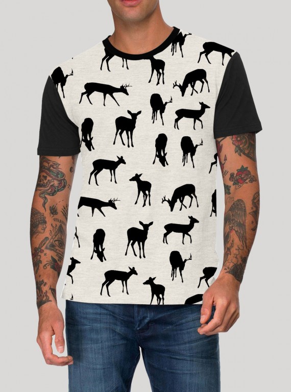 Ecru Melange Deer Print T-Shirt for Men – Boer and Fitch