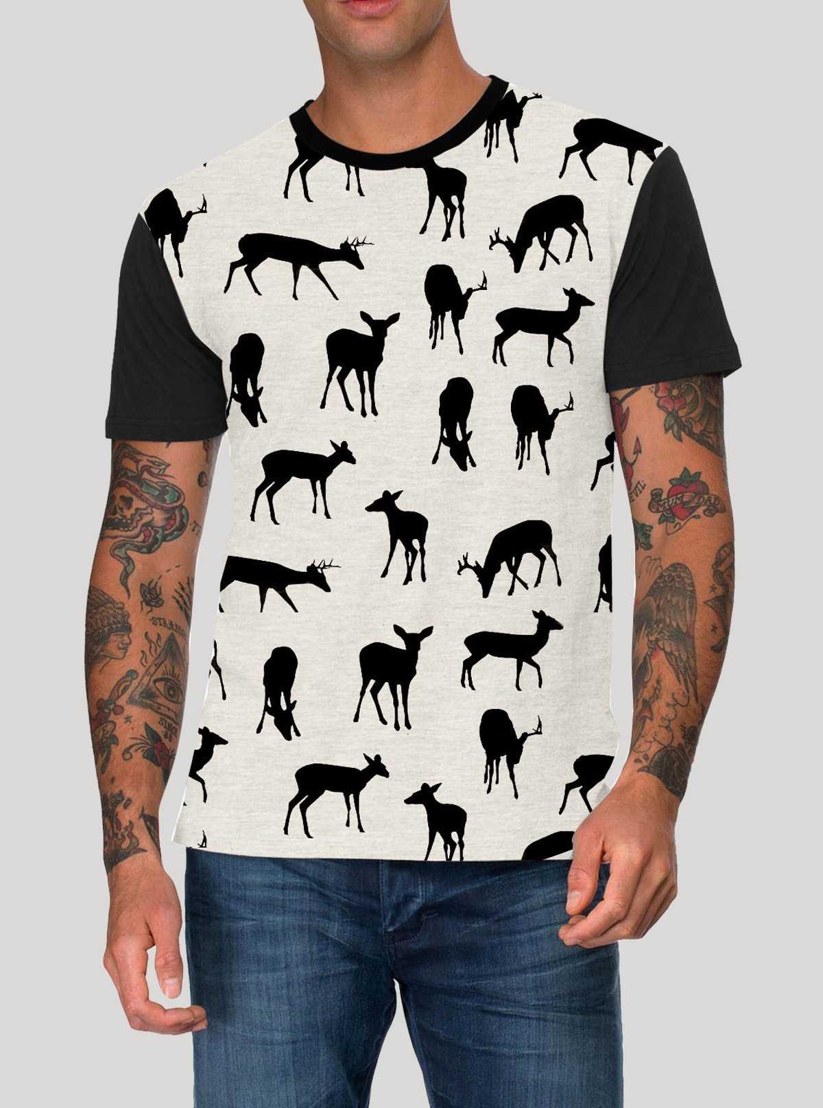 Ecru Melange Deer Print T-Shirt for Men – Boer and Fitch