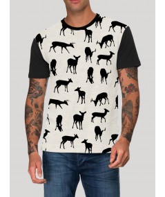 Ecru Melange Deer Print T-Shirt for Men – Boer and Fitch
