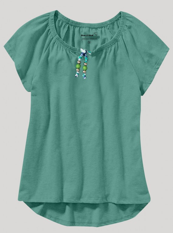 Green Pleated Womens Top