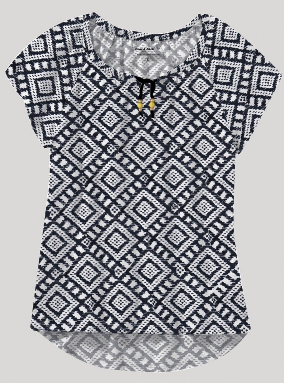 Women’s Black Symmetrical Printed Top – Stylish & Comfortable | Boer & Fitch