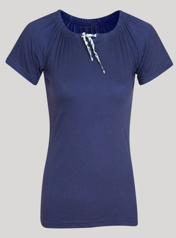 Navy Pleated Womens Top