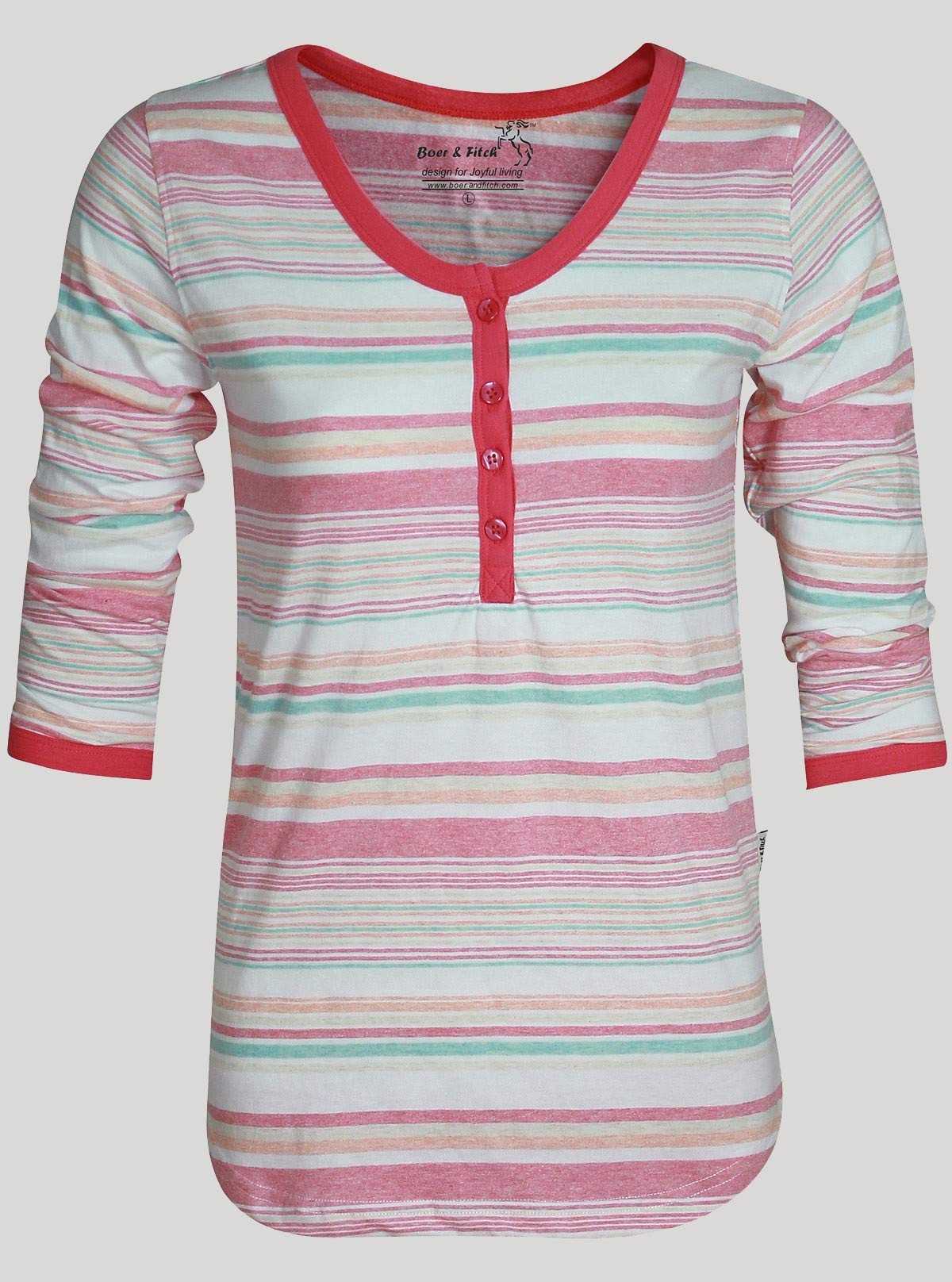 Coral Stripe Womens Top