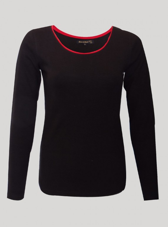 Women’s Black Waffle Knit Long Sleeve Top – Stylish & Comfortable | Boer & Fitch