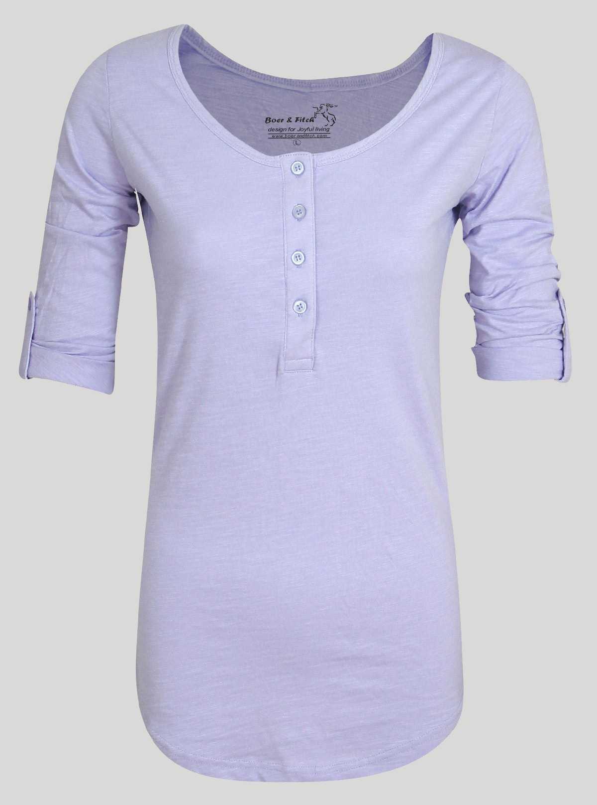 Purple Slub Button Top