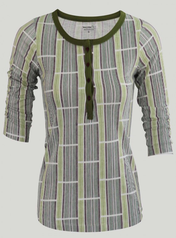 Green Graphic Stripe Women's Top