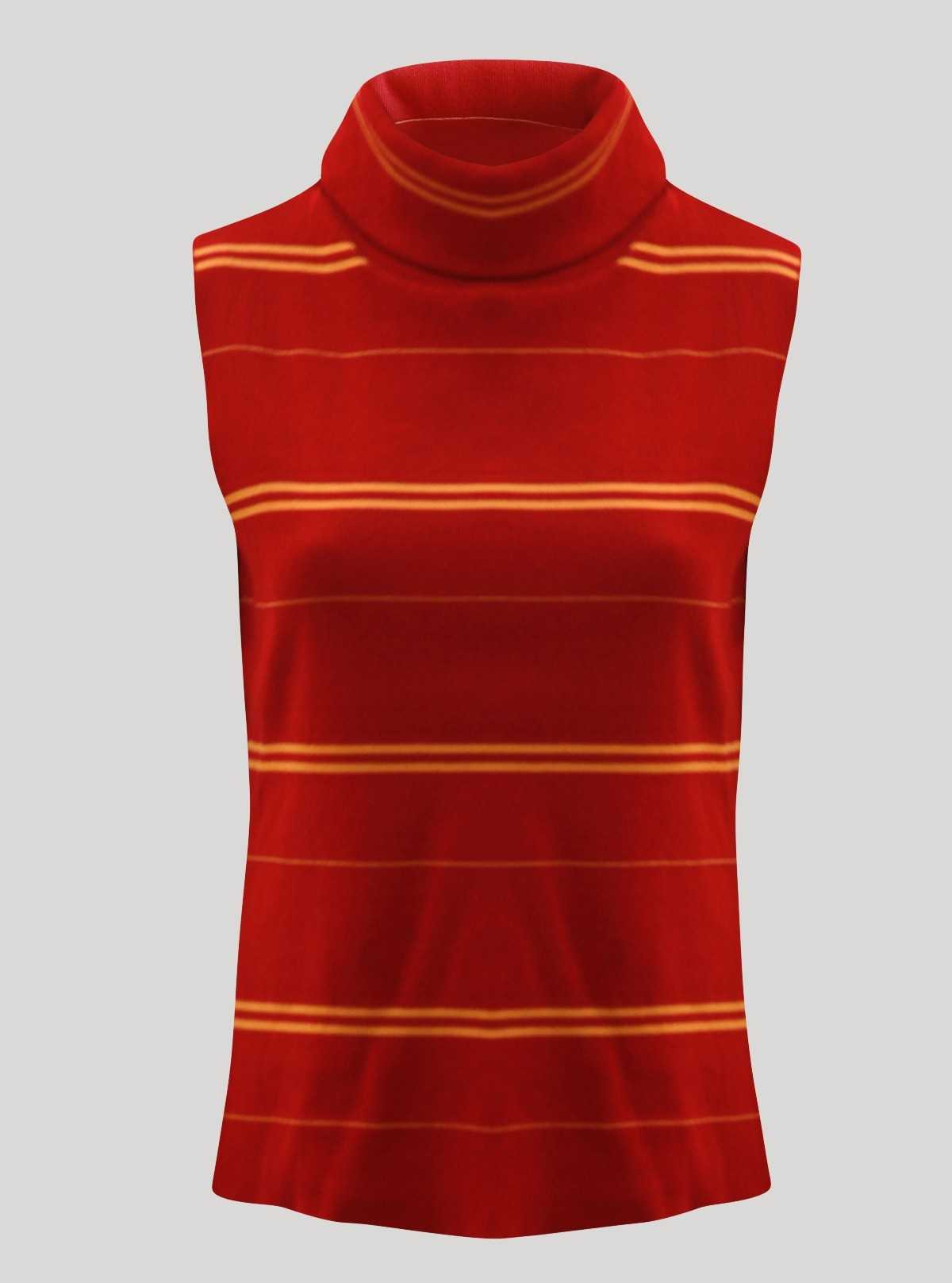Women’s Red Roll-On Neck Sleeveless Top – Stylish & Comfortable | Boer & Fitch