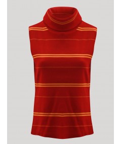 Women’s Red Roll-On Neck Sleeveless Top – Stylish & Comfortable | Boer & Fitch
