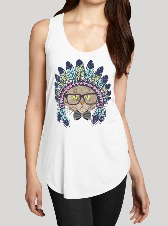 Women’s Feather Mask Printed Sleeveless T-Shirt – Stylish & Comfortable | Boer & Fitch